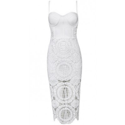 Robe blanche en dentelle de bandage 'Aisha'